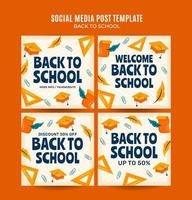 Back to School Web Banner for Social Media Square Poster, banner, space area and background vector