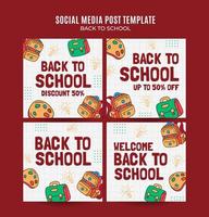 Back to School Web Banner for Social Media Square Poster, banner, space area and background vector