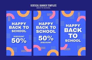 Back to School Web Banner for Social Media Vertical Poster, banner, space area and background vector