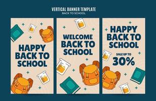 Back to School Web Banner for Social Media Vertical Poster, banner, space area and background vector