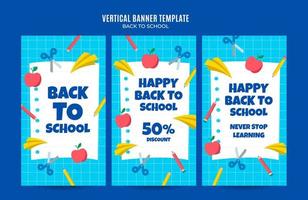 Back to School Web Banner for Social Media Vertical Poster, banner, space area and background vector