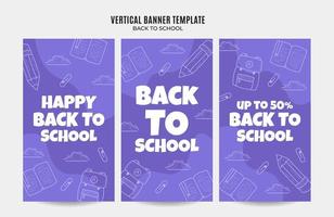 Back to School Web Banner for Social Media Vertical Poster, banner, space area and background vector