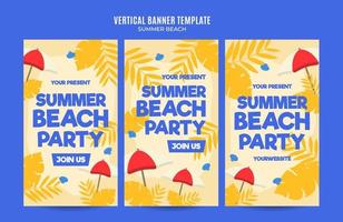 Summer Day - Beach Party Web Banner for Social Media Vertical Poster, banner, space area and background vector