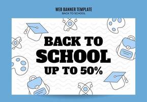 Back to School Web Banner for Social Media Poster, banner, space area and background vector