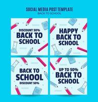 Back to School Web Banner for Social Media Square Poster, banner, space area and background vector