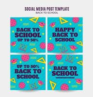 Back to School Web Banner for Social Media Square Poster, banner, space area and background vector