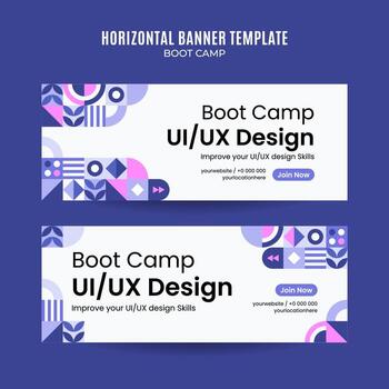 geometría moderna - banner web bootcamp para afiche horizontal de medios sociales, banner, área espacial y fondo vector