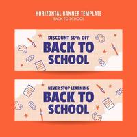 Back to School Web Banner for Social Media Horizontal Poster, banner, space area and background vector