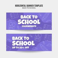 Back to School Web Banner for Social Media Horizontal Poster, banner, space area and background vector