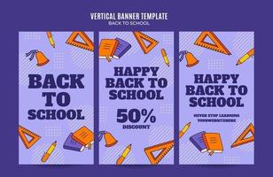 Back to School Web Banner for Social Media Vertical Poster, banner, space area and background vector