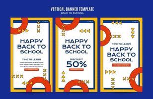 Back to School Web Banner for Social Media Vertical Poster, banner, space area and background vector