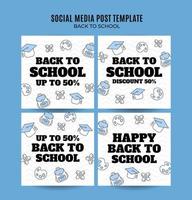 Back to School Web Banner for Social Media Square Poster, banner, space area and background vector