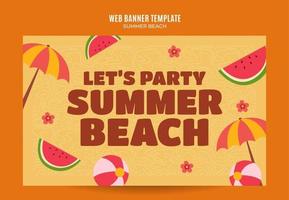 día de verano - banner web de fiesta en la playa para afiche de medios sociales, banner, área espacial y fondo vector