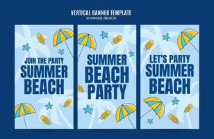 Summer Day - Beach Party Web Banner for Social Media Vertical Poster, banner, space area and background vector