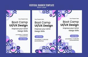 geometría moderna - banner web bootcamp para afiche vertical de medios sociales, banner, área espacial y fondo vector