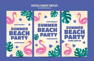 Summer Day - Beach Party Web Banner for Social Media Vertical Poster, banner, space area and background vector