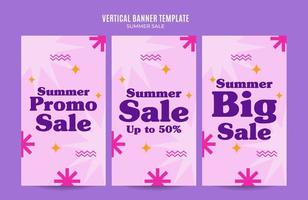 Summer Sale Web Banner for Social Media Vertical Poster, banner, space area and background vector