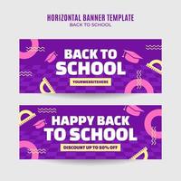 Back to School Web Banner for Social Media Horizontal Poster, banner, space area and background vector