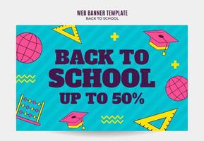 Back to School Web Banner for Social Media Poster, banner, space area and background vector