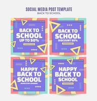 Back to School Web Banner for Social Media Square Poster, banner, space area and background vector