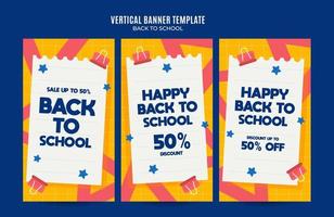 Back to School Web Banner for Social Media Vertical Poster, banner, space area and background vector