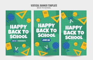 Back to School Web Banner for Social Media Vertical Poster, banner, space area and background vector