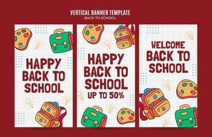 Back to School Web Banner for Social Media Vertical Poster, banner, space area and background vector