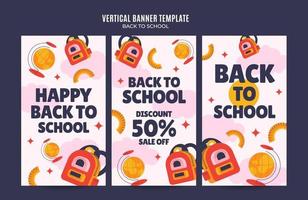 Back to School Web Banner for Social Media Vertical Poster, banner, space area and background vector