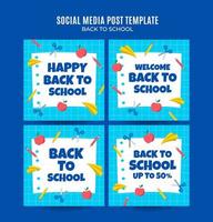 Back to School Web Banner for Social Media Square Poster, banner, space area and background vector