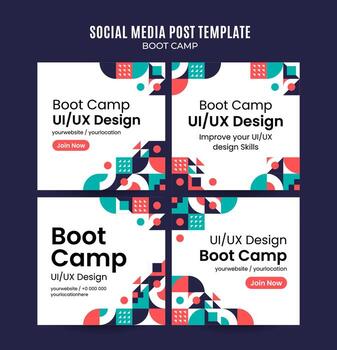 Modern Geometry - Bootcamp Web Banner for Social Media Square Poster, banner, space area and background vector