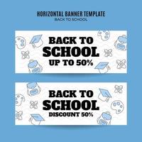 Back to School Web Banner for Social Media Horizontal Poster, banner, space area and background vector