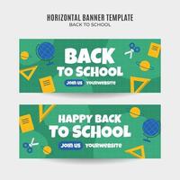 Back to School Web Banner for Social Media Horizontal Poster, banner, space area and background vector