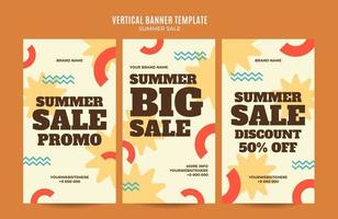 banner web de venta de verano para póster vertical de redes sociales, banner, área espacial y fondo vector