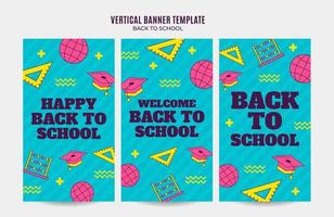 Back to School Web Banner for Social Media Vertical Poster, banner, space area and background vector