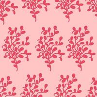 Seamless  red and beige pattern with bouquets drawn in a flat style for gift wrapping vector