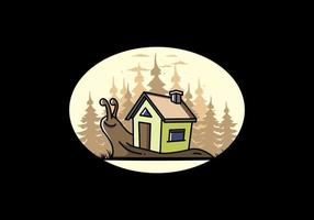 Walking snail and house illustration design vector