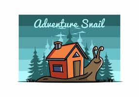 Walking snail and house illustration design vector