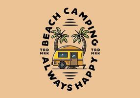Teardrop camper and coconut tree illustration design vector