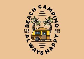 Teardrop camper and coconut tree illustration design vector