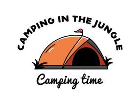 Dome tent camping illustration badge design vector