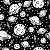 seamless background with doodle-style space vector