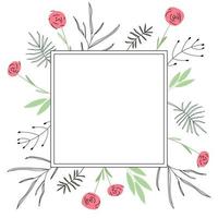 Frame for inscriptions with flowers in a square shape. Nice boho frame vector