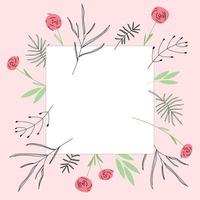 Frame for inscriptions with flowers in a square shape. Nice boho frame vector