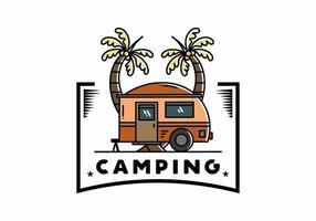 Teardrop camper and coconut tree illustration design vector