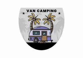 Teardrop camper and coconut tree illustration design vector