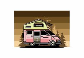 Camping on roof car illustration design vector