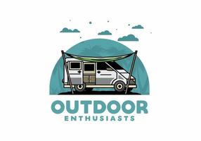 Van camper and flysheet illustration design vector