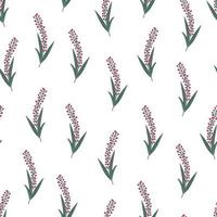 Seamless spring pattern with flowers in line art style vector