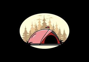 Dome tent camping illustration badge design vector