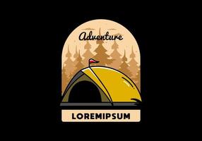 Dome tent camping illustration badge design vector